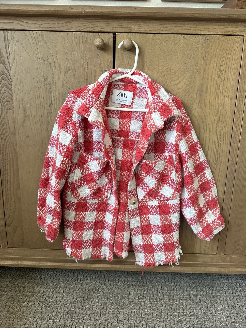 Zara Kids Pink & White Check Shacket